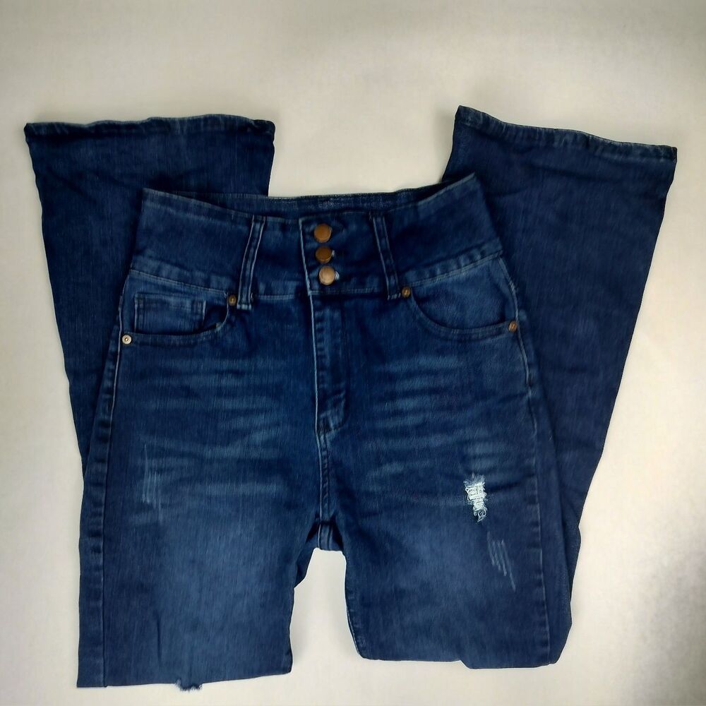 Special One Women's Jeans Dark Wash 13 Stretch Distressed High Rise